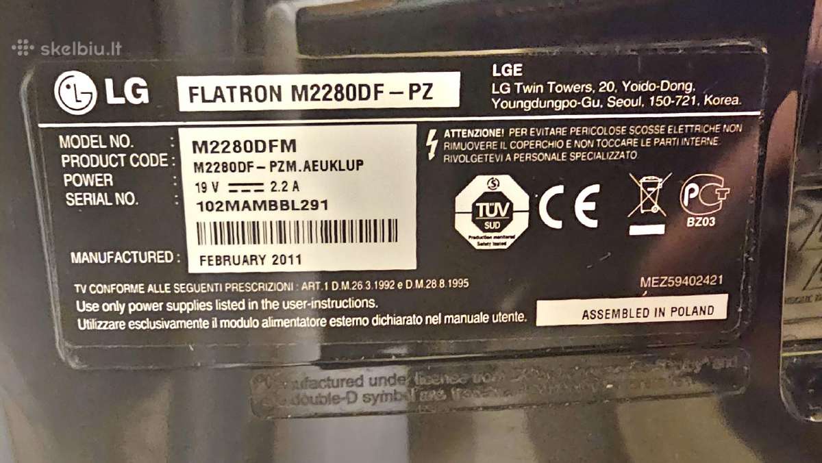 LG M2280df-pz 22 Full HD TV / Monitorius - nuotraukos Nr. 11