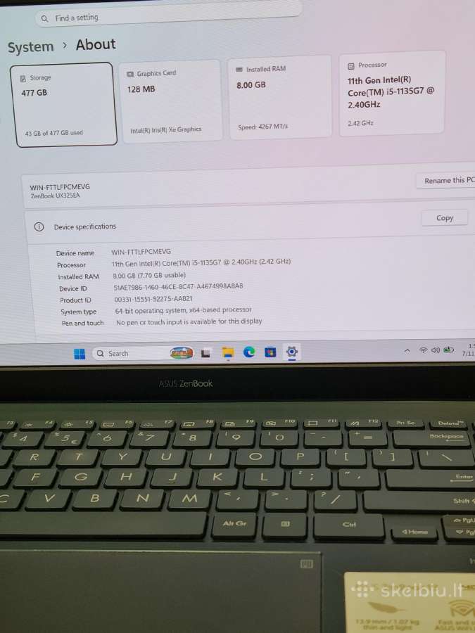 Asus Zenbook 13 Ux325e - nuotraukos Nr. 7