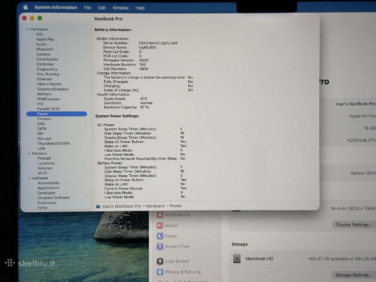 MacBook Pro 14 M1 Pro / 16gb / 512gb - nuotraukos Nr. 7