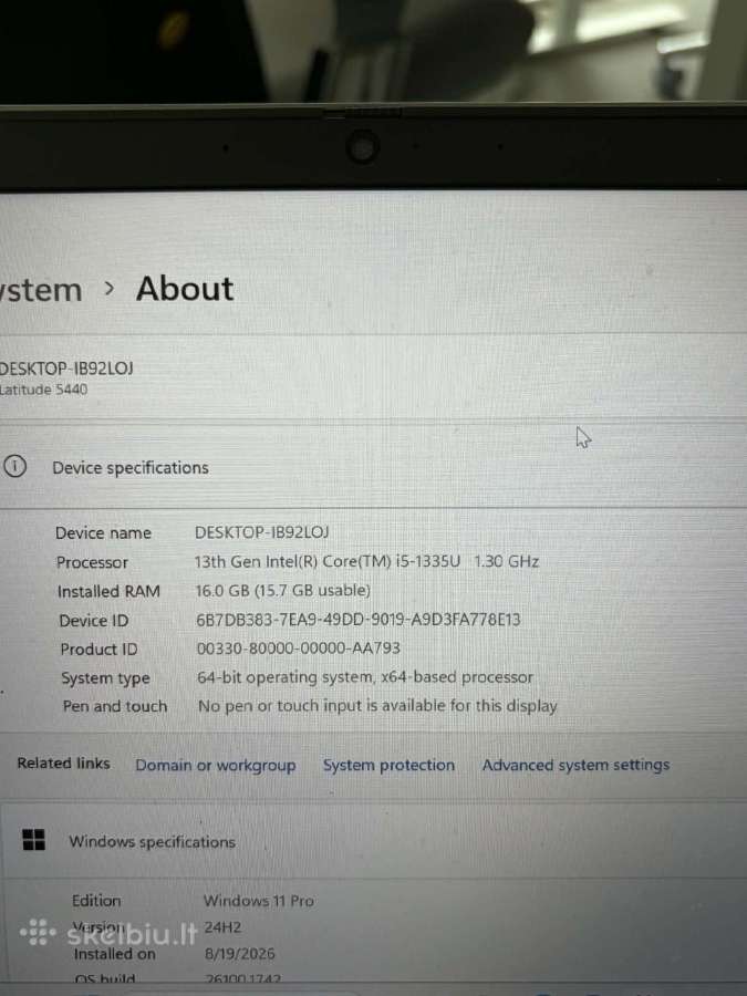 Dell 5440 i5-1335u 13th ten 512gb SSD 16gb RAM - nuotraukos Nr. 2