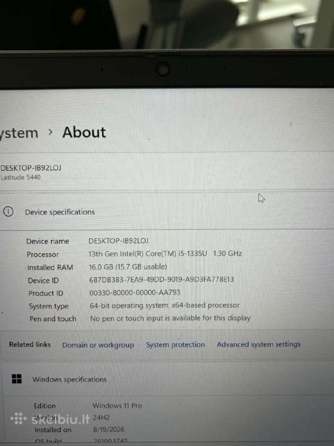 Dell 5440 i5-1335u 13th ten 512gb SSD 16gb RAM - nuotraukos Nr. 5