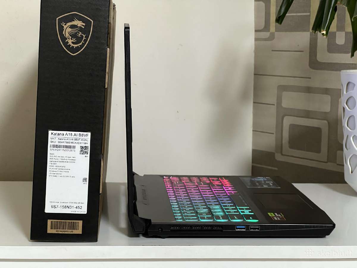 Parduodamas Msi Katana su Rtx 4060, Ryzen 7, 1tb. - nuotraukos Nr. 5