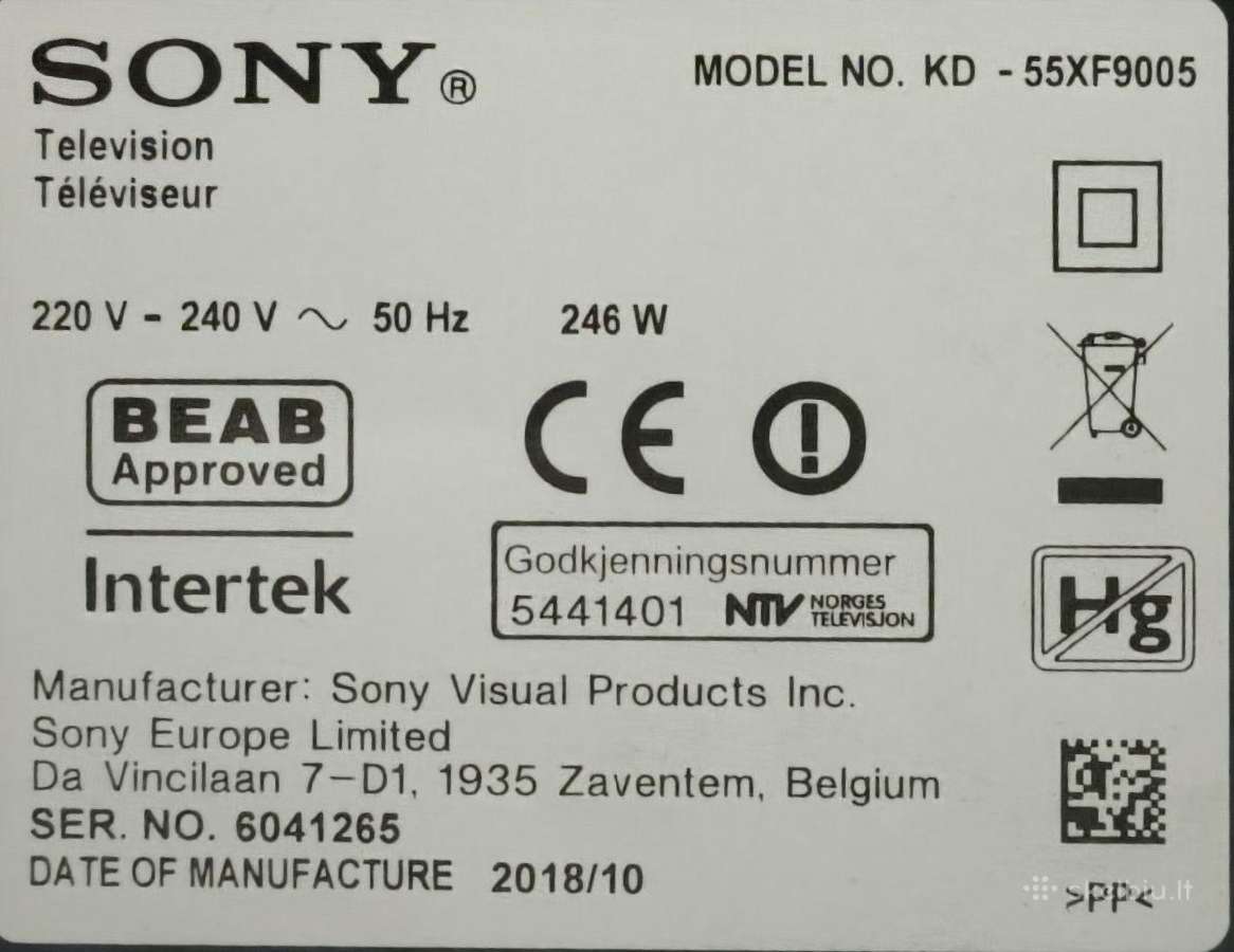 Aukštos klasės Sony 55" Smart TV (kd-55xf9005) - nuotraukos Nr. 2