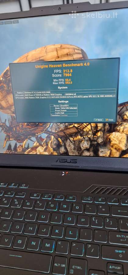 Asus Tuf 17, Ryzen 9 7940, 1 TB SSD, Rtx 4070 8gb - nuotraukos Nr. 19