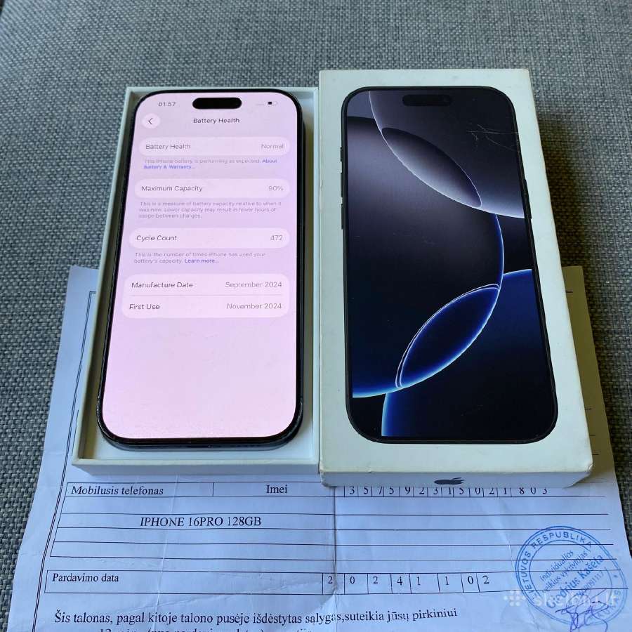 Apple iPhone 16 Pro 128gb Black Titanium - nuotraukos Nr. 4