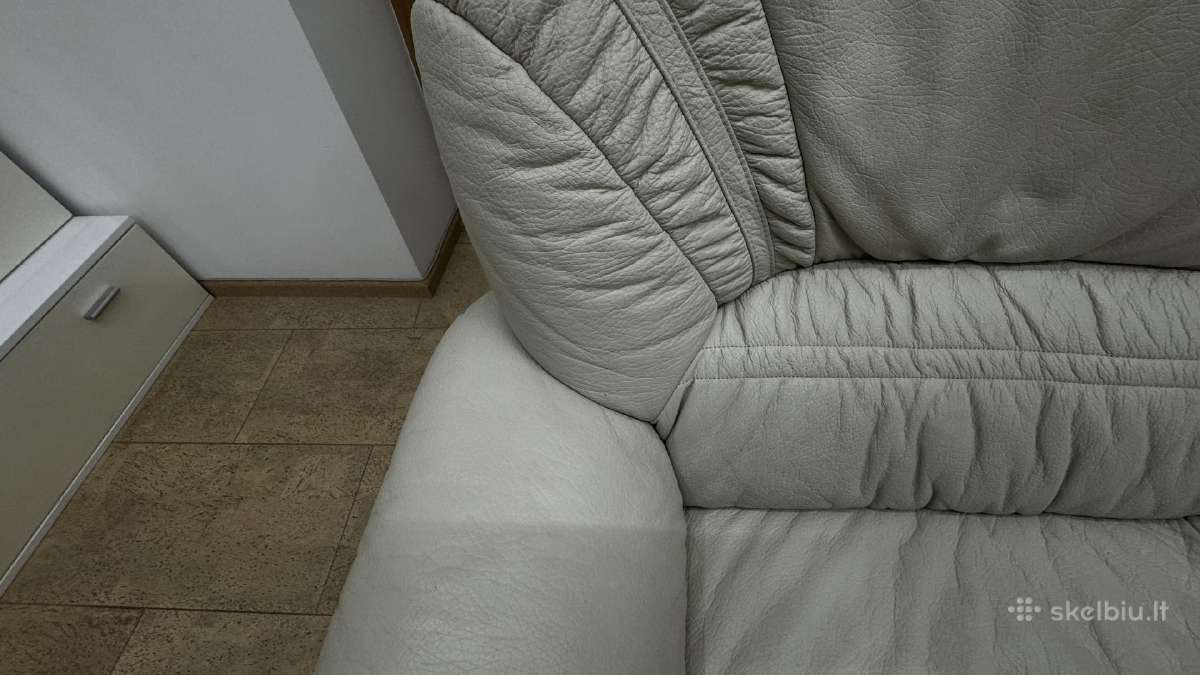 Labai tvarkinga natūralios odos dvivietė sofa - nuotraukos Nr. 4