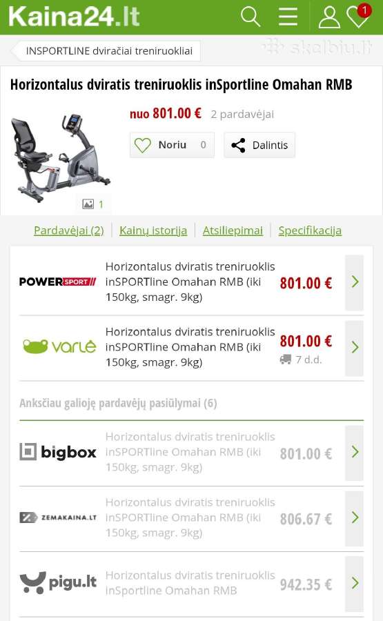 Parduodu dviratį treniruoklį Insportline - nuotraukos Nr. 2