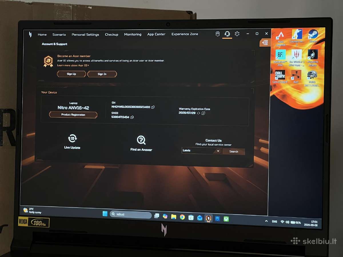 Parduodamas Nitro V16 su Rtx 5050, Ryzen, 180hz. - nuotraukos Nr. 8