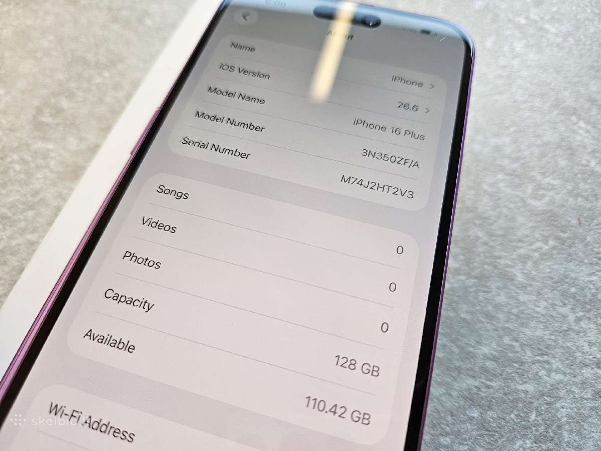Idealios būklės iPhone 16 Plus 128 GB telefonas - nuotraukos Nr. 4