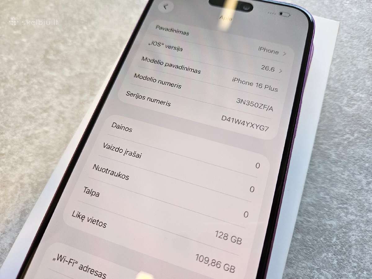Puikios būklės iPhone 16 Plus 128 GB telefonas - nuotraukos Nr. 4