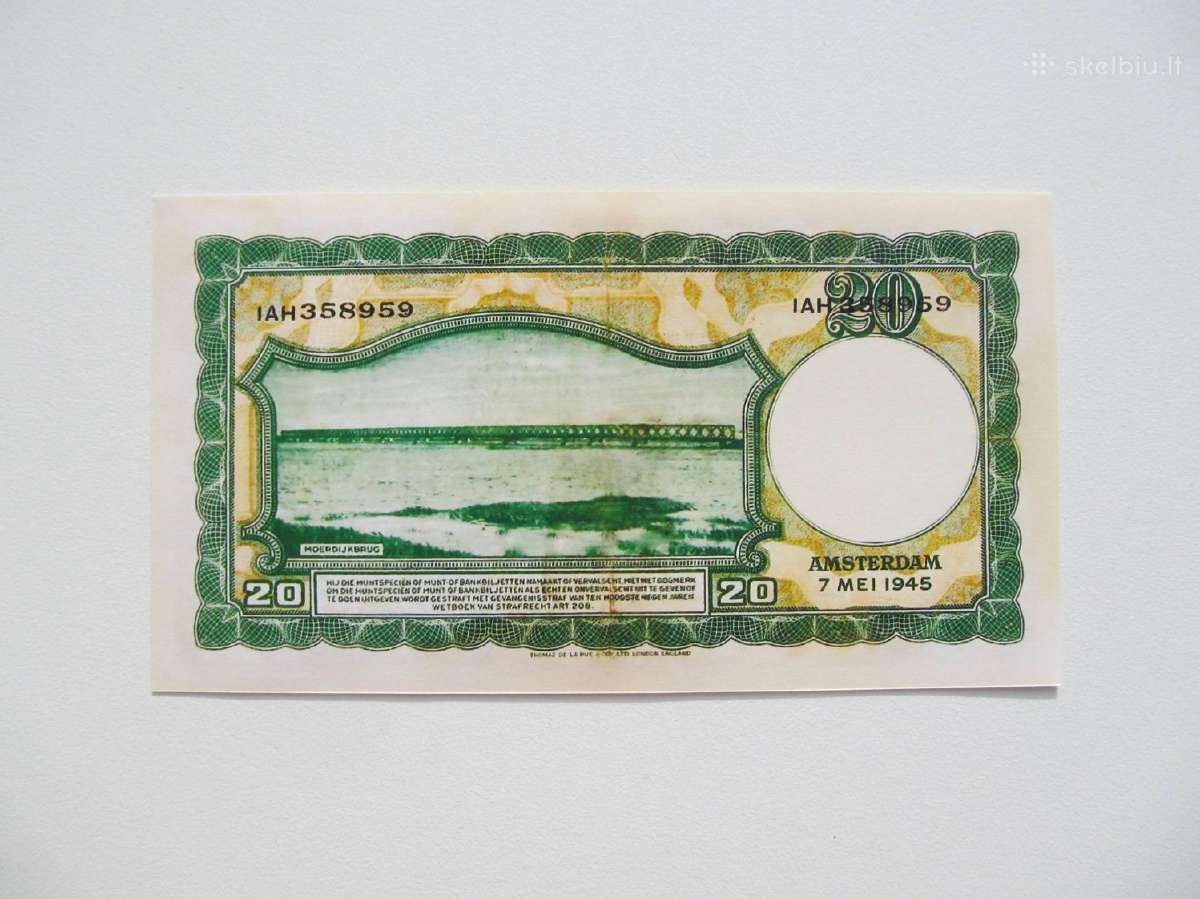 20 guldenu , Nyderlandai , 1945 - nuotraukos Nr. 2