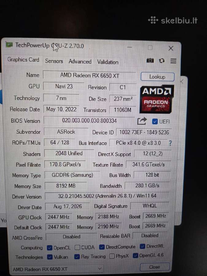 Rx6650xt, Ryzen 5 5500, 16gb - nuotraukos Nr. 5