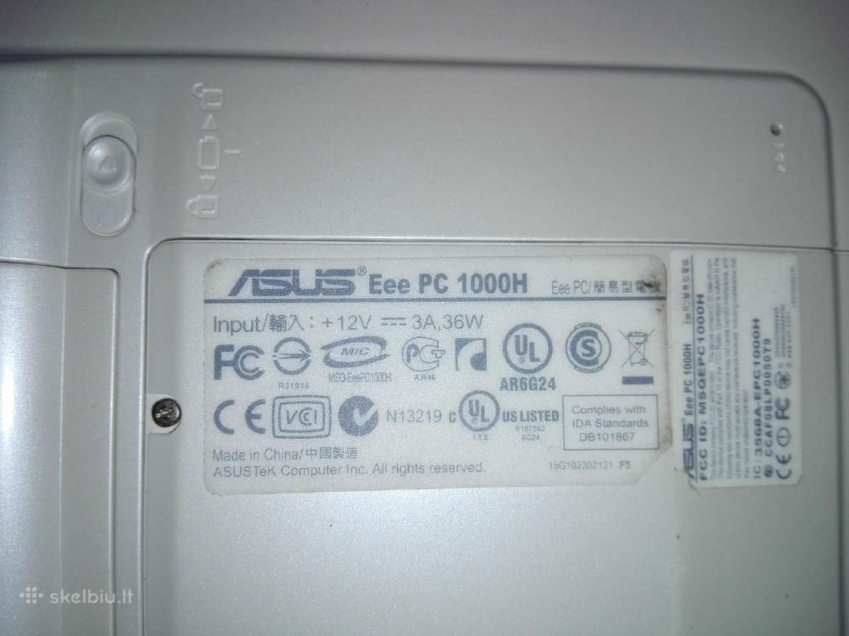 Asus ee 1000h mini laptop 2,5h SSD 12v - nuotraukos Nr. 3