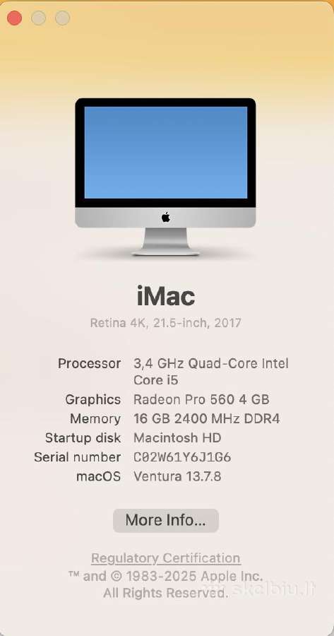 Apple iMac 21,5 Retina 4k, 2017 – 16gb RAM - nuotraukos Nr. 2