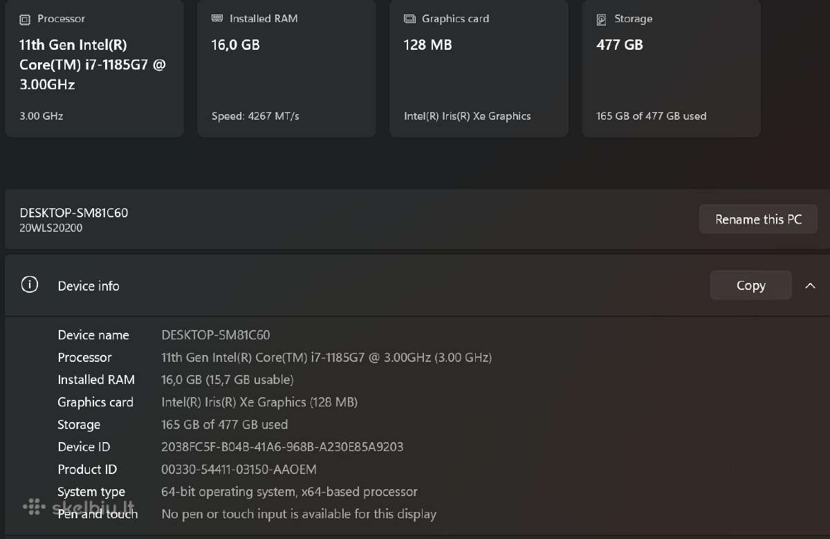 Lenovo Thinkpad x13 Gen 2 16gb RAM, 512gb SSD - nuotraukos Nr. 5