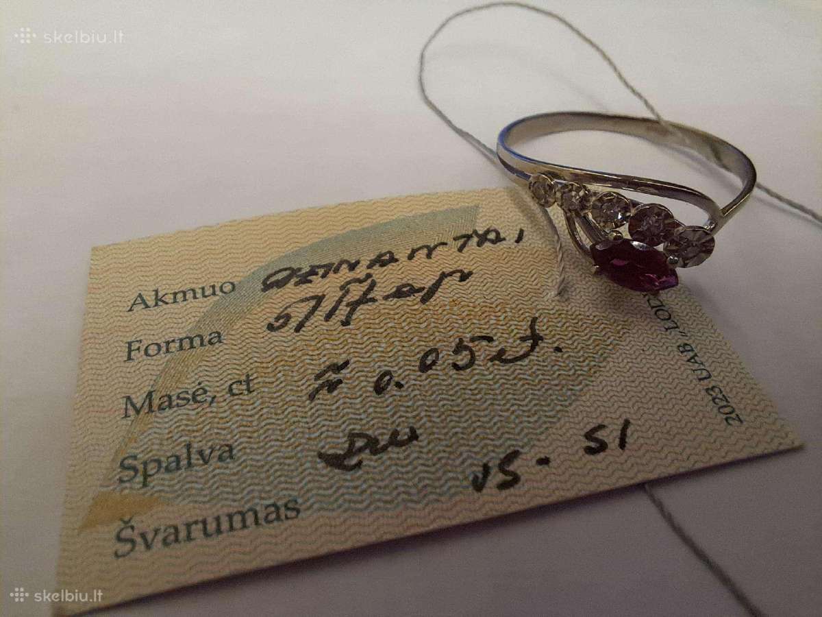 Aukso (750) žiedas su rubinu ir deimantais - nuotraukos Nr. 6