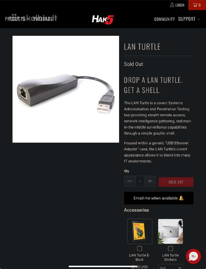 Hak5 Lan Turtle pentesteriu irenhinys - nuotraukos Nr. 3
