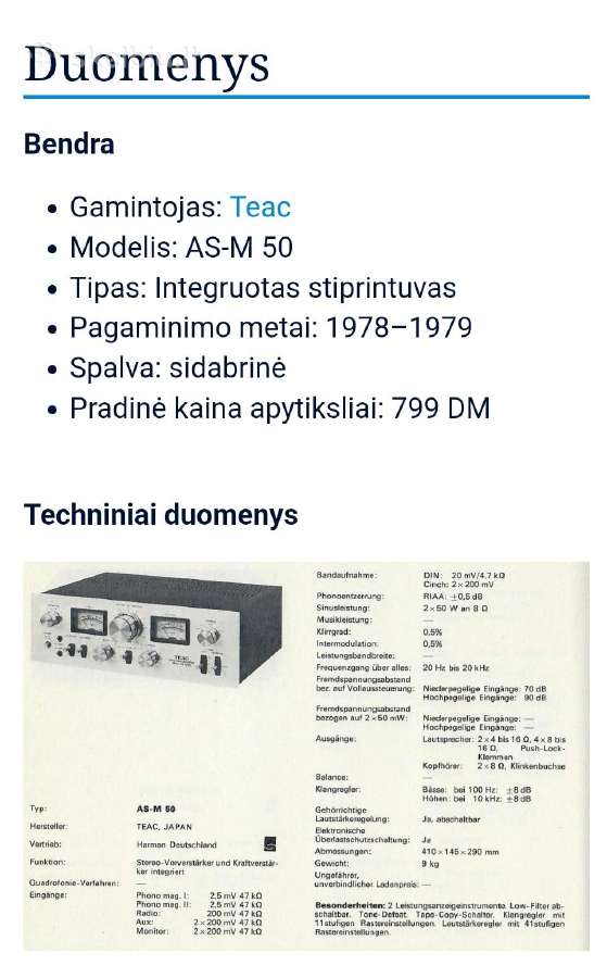 Stiprintuvas+tuneris Teac As-m50. At-x50. - nuotraukos Nr. 5