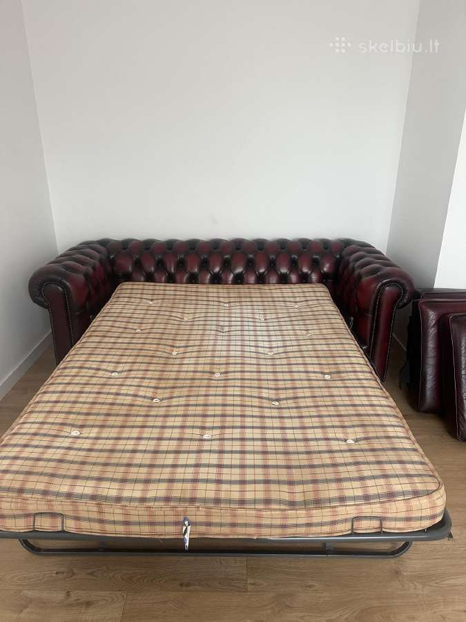 Natūralios odos Chesterfield sofa-lova - nuotraukos Nr. 2