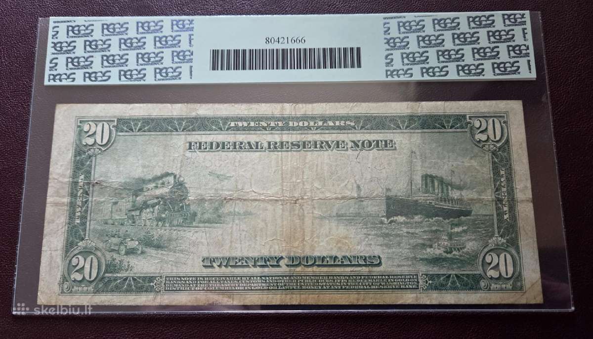 20 Dolerių 1914 m. Čikaga JAV Pcgs 20 - nuotraukos Nr. 2