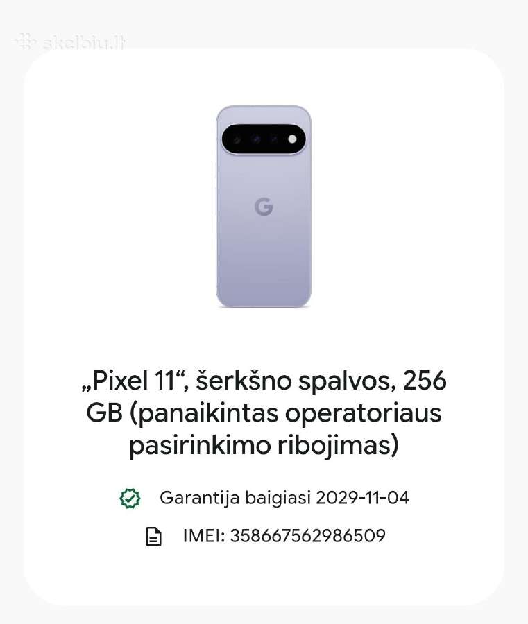 Google Pixel 11 Frost. 256gb. Naujas. Su priedais - nuotraukos Nr. 5
