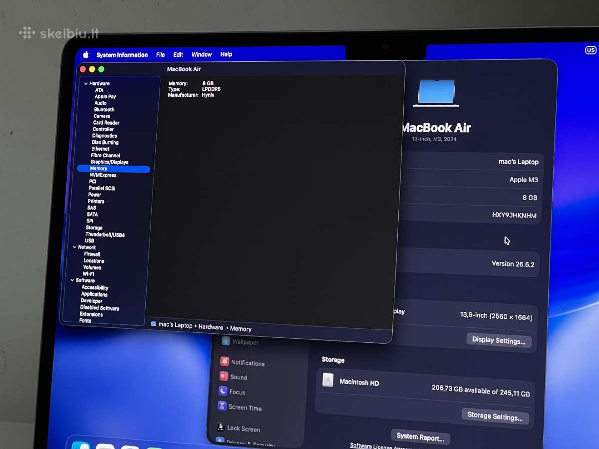 Parduodamas MacBook Air su Apple M3, Liquid Retina - nuotraukos Nr. 10