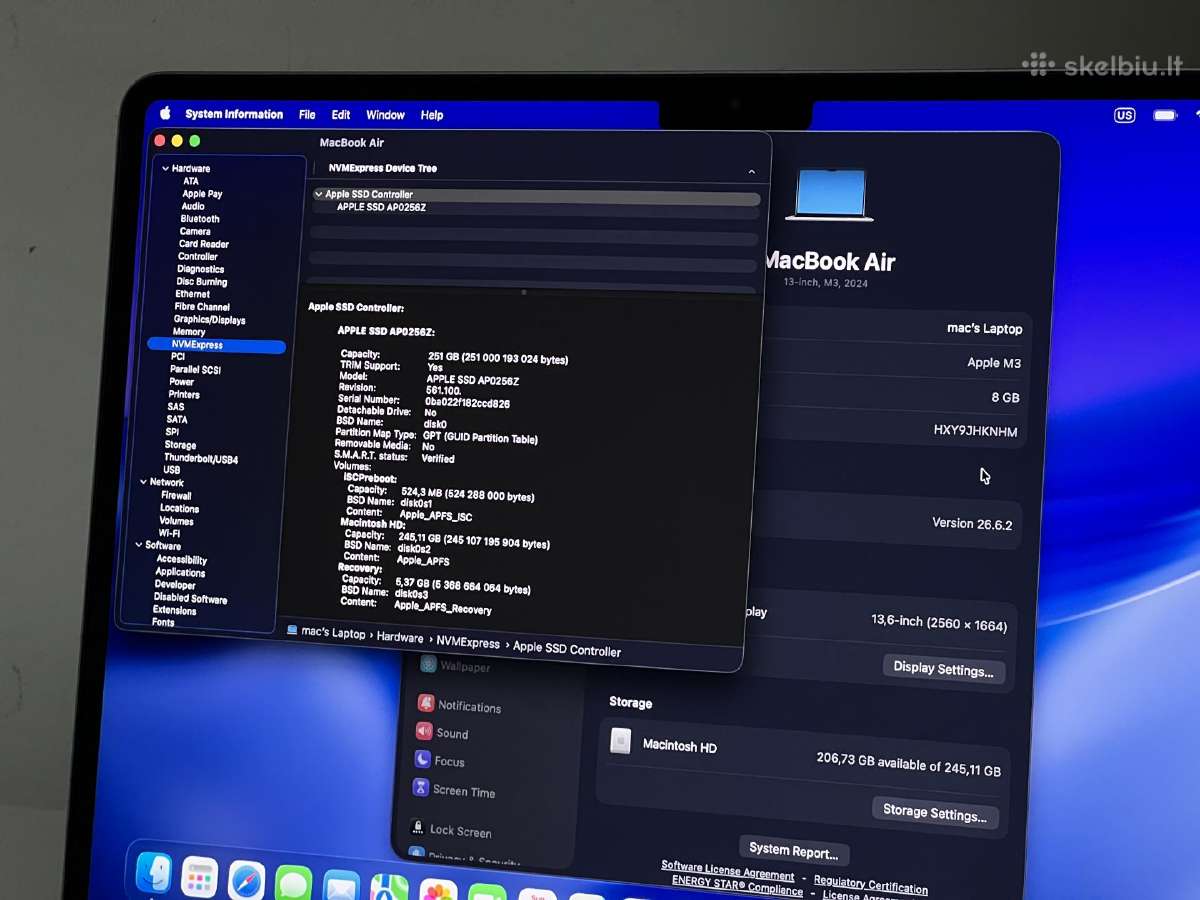 Parduodamas MacBook Air su Apple M3, Liquid Retina - nuotraukos Nr. 11