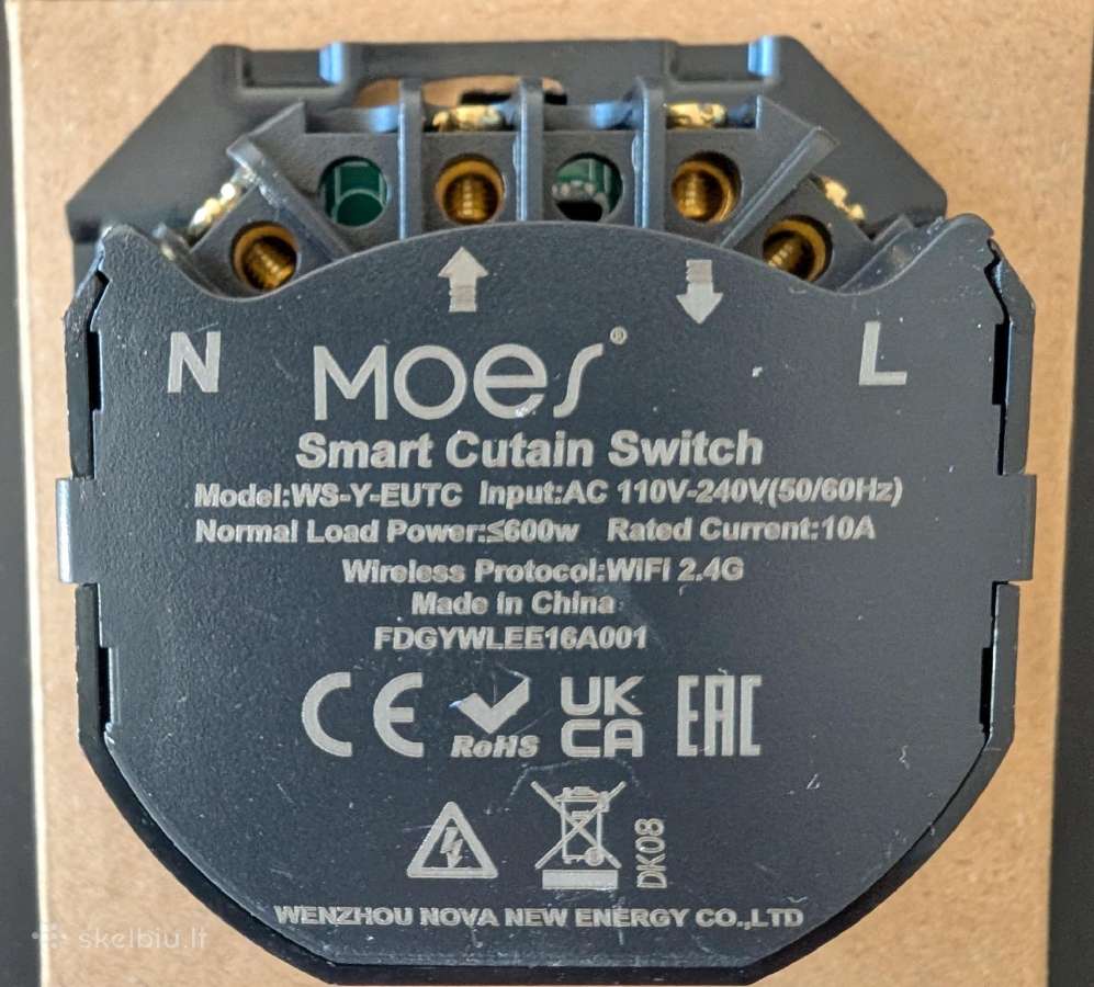 Išmanusis WiFi roletų jungiklis Moes (ws-y-eutc) - nuotraukos Nr. 3