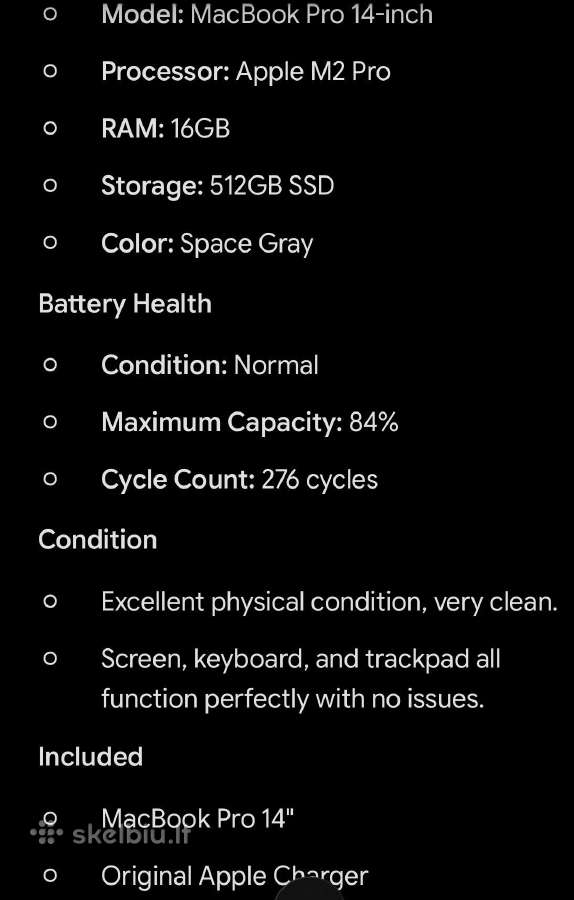 Apple MacBook Pro 14" M2 Pro (16gb RAM, 512gb SSD - nuotraukos Nr. 10