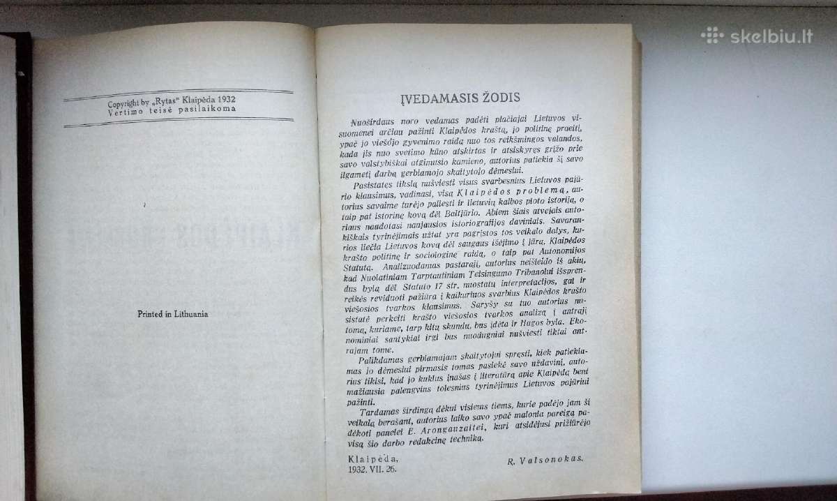 R. Valsonokas. Klaipėdos problema.1989 m. leid. - nuotraukos Nr. 3
