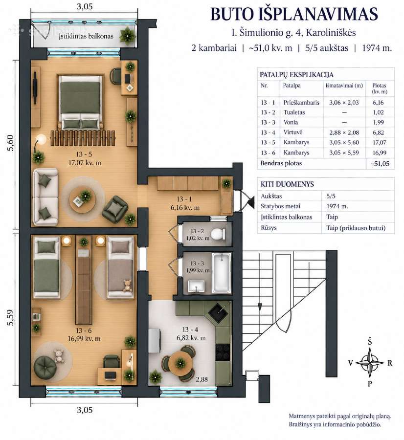 Parduodamas stilingas 2 k. butas Karoliniškėse - nuotraukos Nr. 20