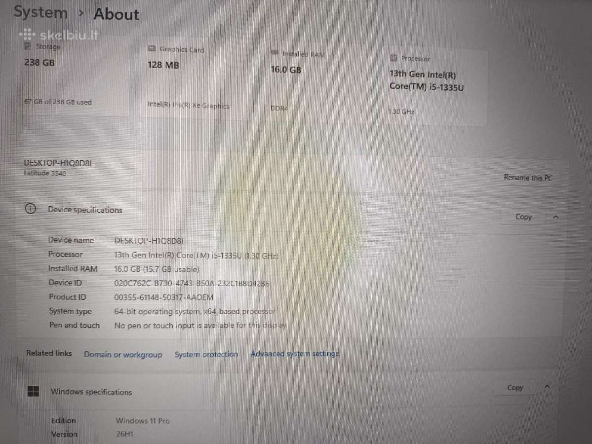 Latitude 15.6 Fhd Ips i5-1355u 16gb 256gb 11% - nuotraukos Nr. 4