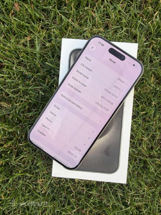 Apple iPhone 15 pro 128 GB natural, battery 100% - nuotraukos Nr. 4
