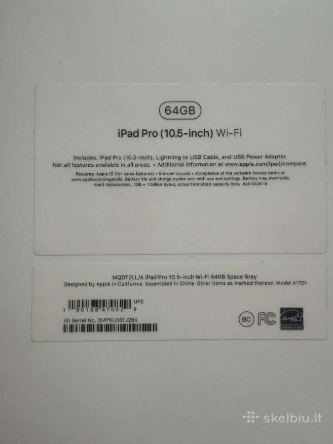 iPad Pro 10,5 inch Wi-fi 64 GB A1701 - nuotraukos Nr. 10
