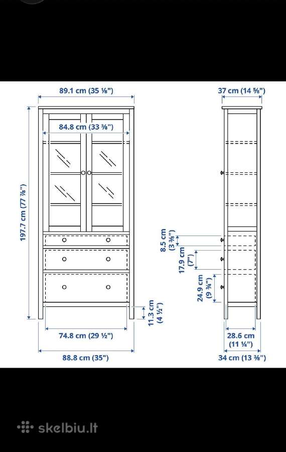 Ikea Hemnes vitrina, balta, 90 197 cm - nuotraukos Nr. 3