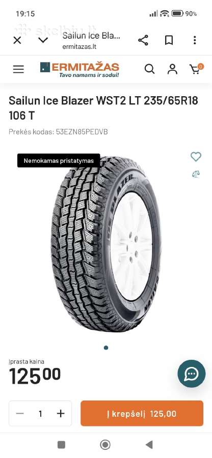 Parduodu padangas Sailun ice blazer 235x65r18 - nuotraukos Nr. 2