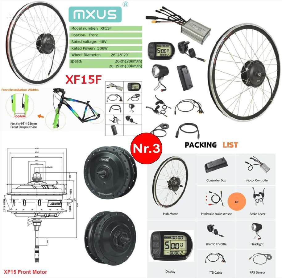 Naujas! Mxus 500w-250w El. Dviračio Komplektas - nuotraukos Nr. 6