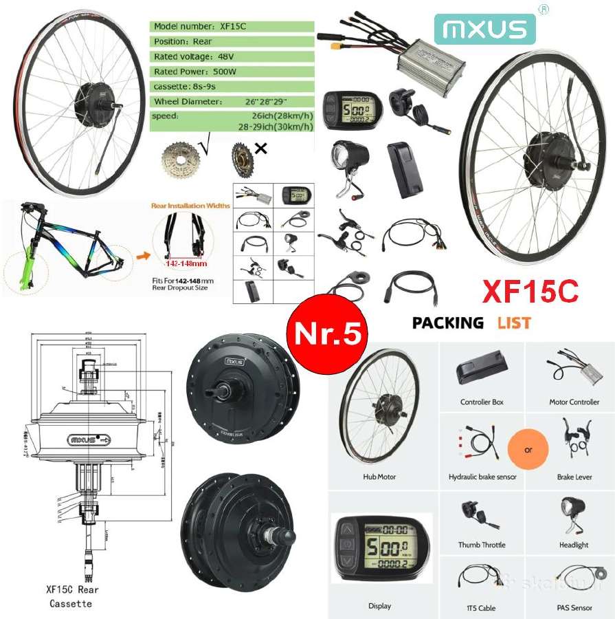 Naujas! Mxus 500w-250w El. Dviračio Komplektas - nuotraukos Nr. 8