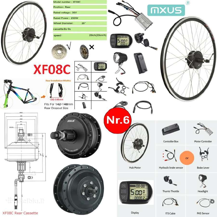 Naujas! Mxus 500w-250w El. Dviračio Komplektas - nuotraukos Nr. 9