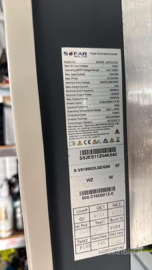 Sofar inverteris 12kw 12ktlx-g3 su WiFi priedeliu - nuotraukos Nr. 2