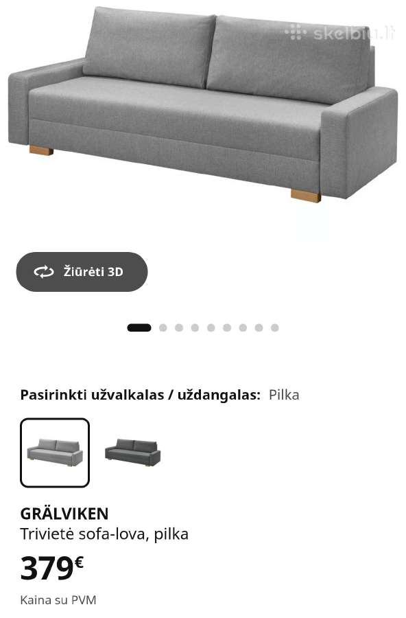 Trivietė sofa-lova - nuotraukos Nr. 2