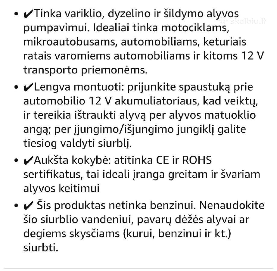 Nešiojamas elektrinis alyvos siurblys - nuotraukos Nr. 5