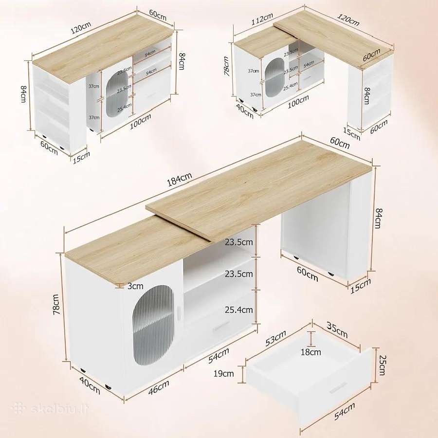 2 in 1 baro stalas sala kompiuterio virtuves - nuotraukos Nr. 9