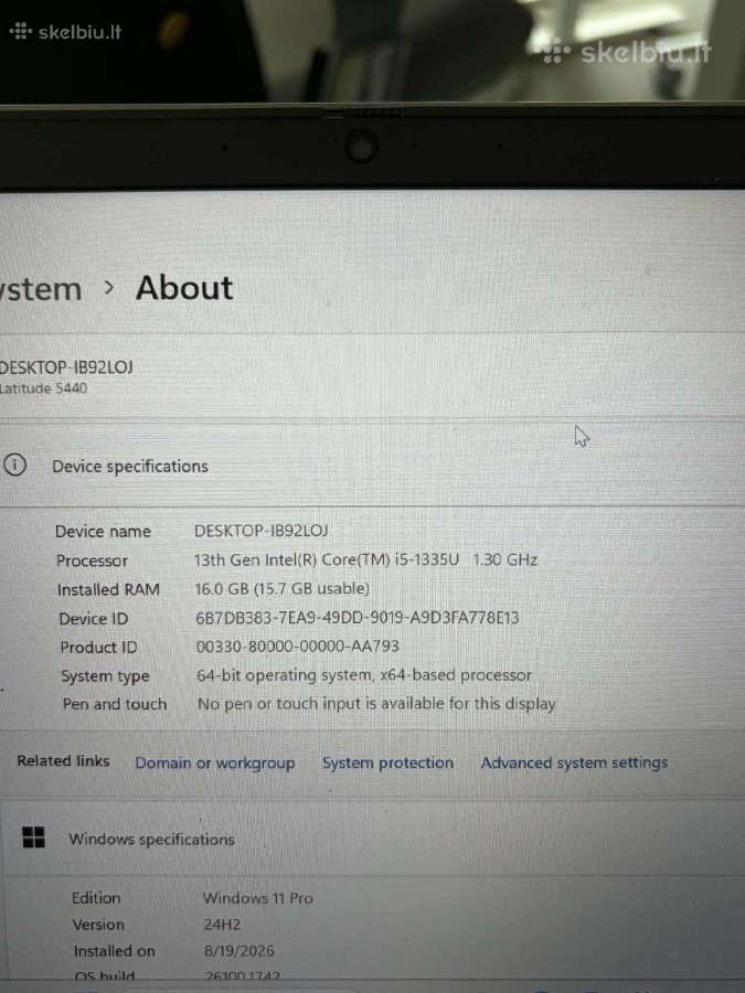 Dell 5440 i5-1335u 13th ten 512gb SSD 16gb RAM - nuotraukos Nr. 2