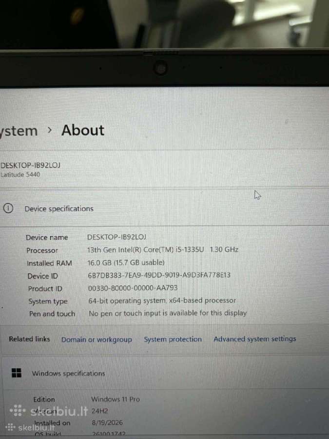 Dell 5440 i5-1335u 13th ten 512gb SSD 16gb RAM - nuotraukos Nr. 5