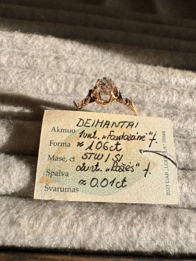 Auksinis žiedas su deimantu - nuotraukos Nr. 4