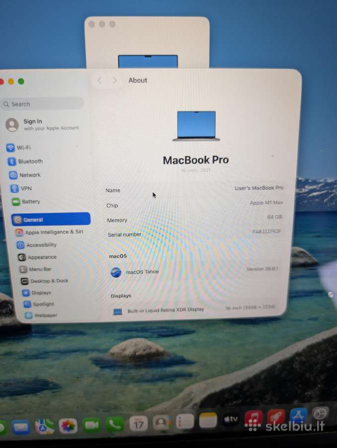 Apple MacBook pro 16, M1 Max, 64gb, 1tb - nuotraukos Nr. 2
