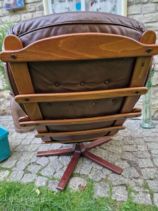 Vintažinis mid century odinis fotelis /sūpuoklis - nuotraukos Nr. 5
