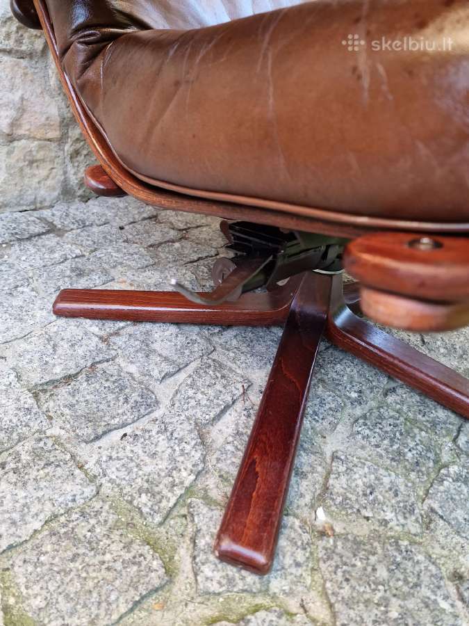 Vintažinis mid century odinis fotelis /sūpuoklis - nuotraukos Nr. 21
