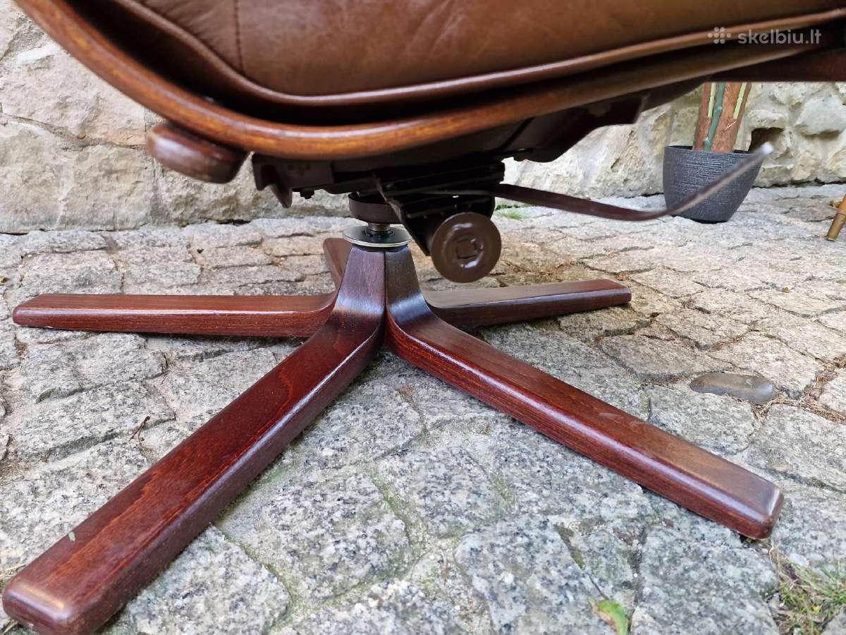 Vintažinis mid century odinis fotelis /sūpuoklis - nuotraukos Nr. 27